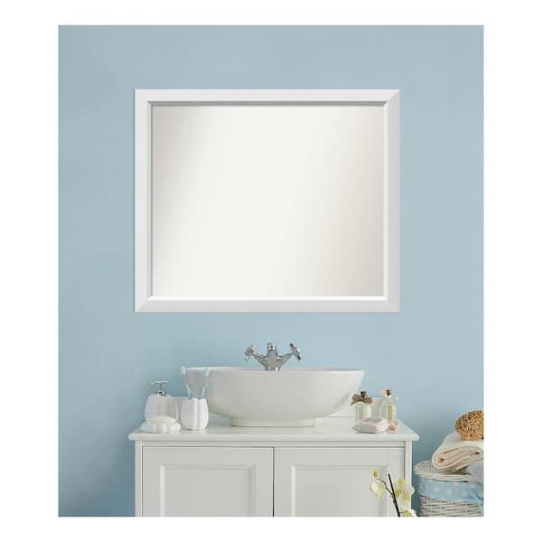 Amanti Art Blanco White 38.25 in. x 32.25 in. Custom Non-Beveled Wood Framed Bathroom Vanity Wall Mirror