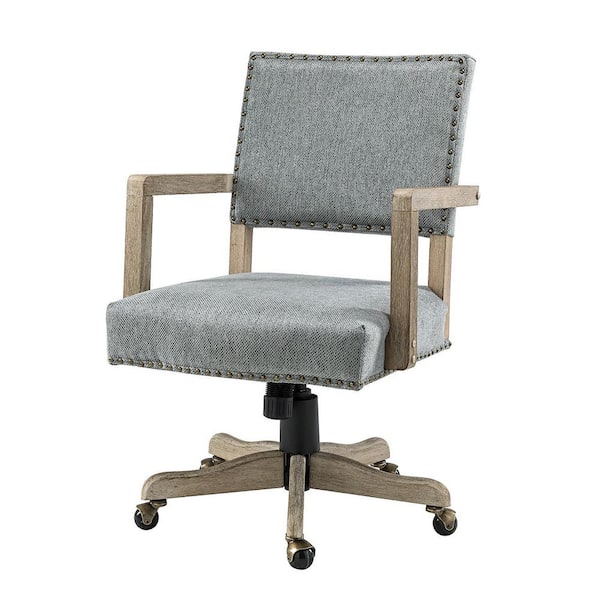 Solid Wood Rolling Office Chair w/ Tilting Cushioned Seat - On