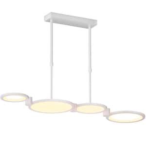 4-Light Modern White 3CCT Integrated LED Dimmable Fashion Rings Design Chandeliers Fixtures for Dining Room or Kitchen