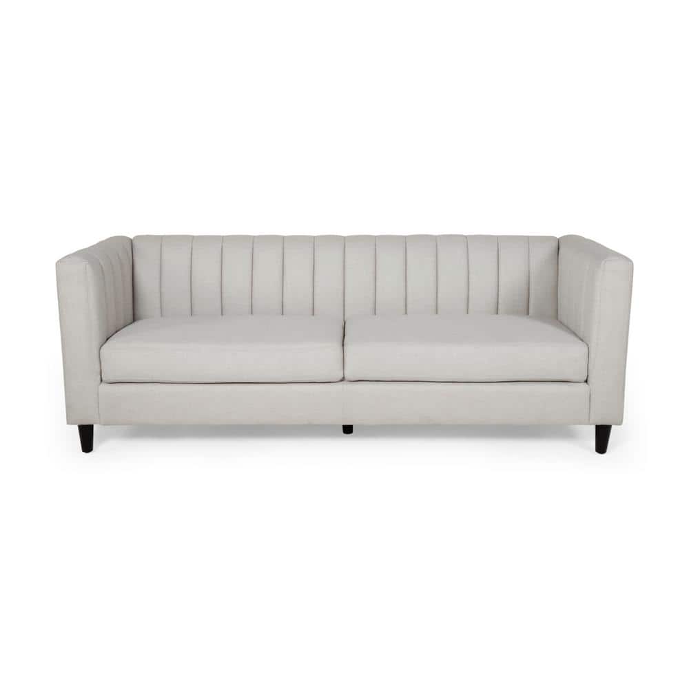 Noble House Humbolt 83 in. Beige Solid Fabric 3Seats Tuxedo Sofa with
