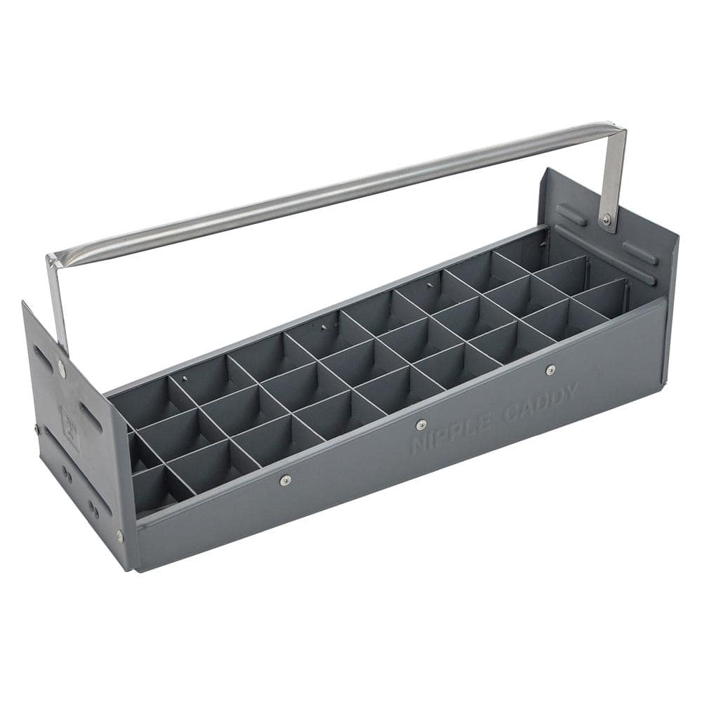 27-Compartment Gray Polyethylene Portable Plumbing Nipple Caddy Small Parts