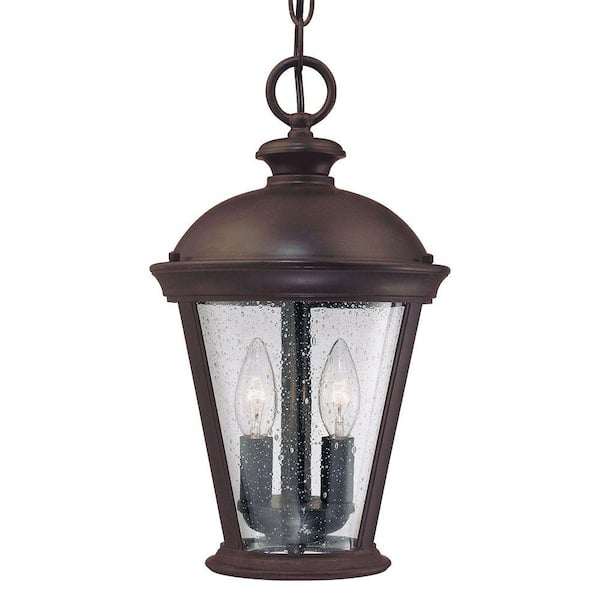 Illumine Hanging Lantern Oiled Copper Finish Clear Seeded Glass