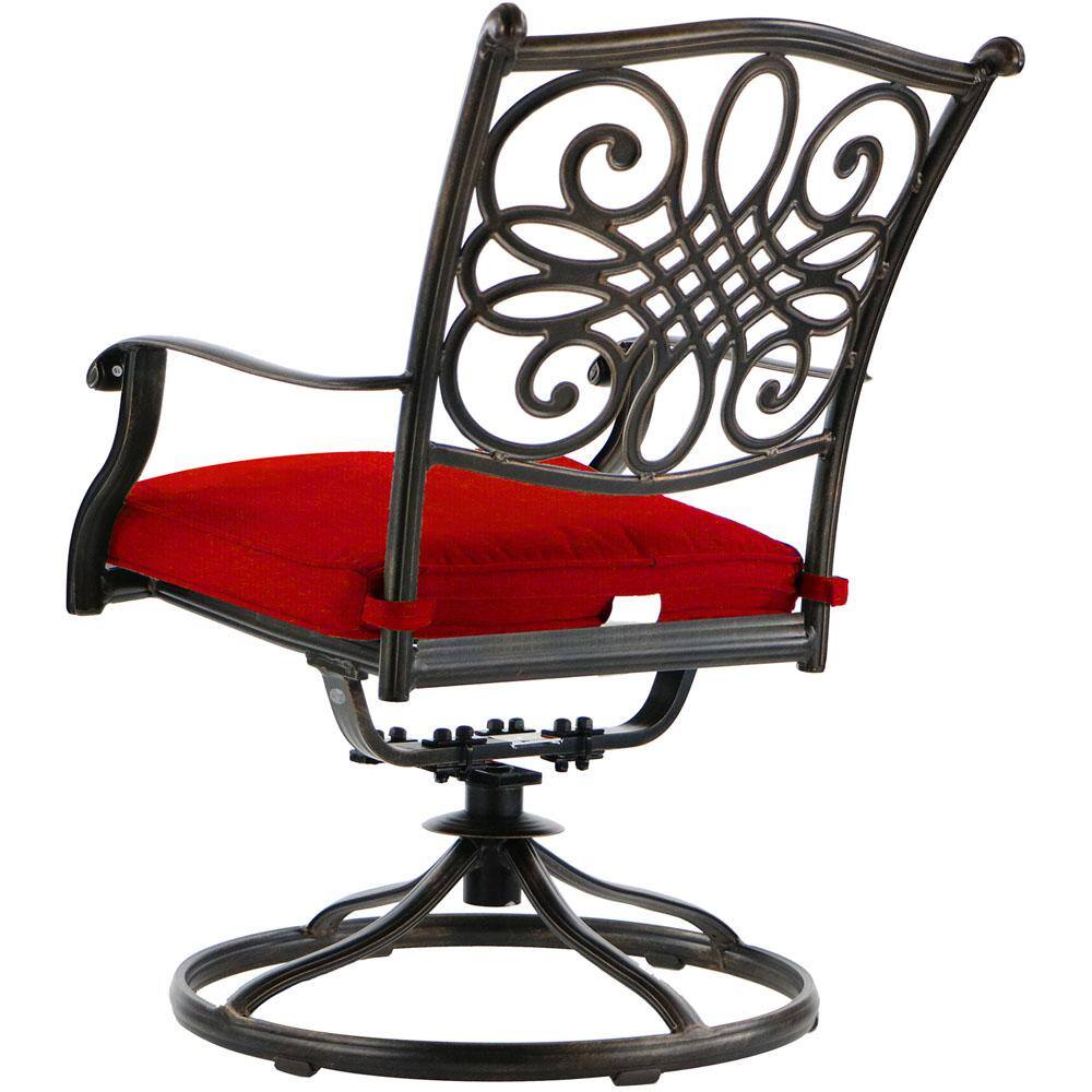 Elegant 8-Person Tempered Glass-Top Outdoor Dining Set with Red Cushions