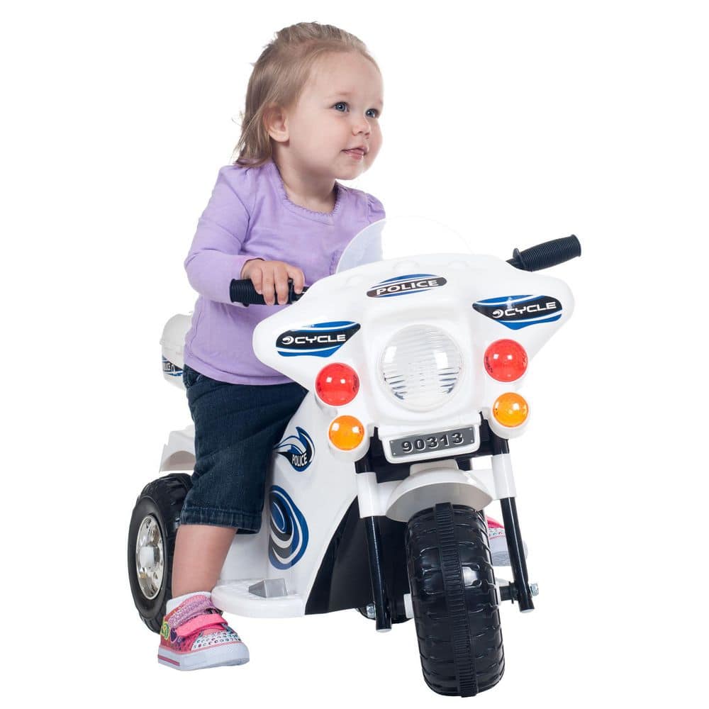 Lil' Rider Bike Lil Rider 3-Wheel Battery Powered Police Motorcycle in White W410024 ...