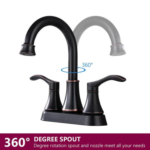 PROOX 4 in. Centerset 2-Handle Swivel Spout Bathroom Faucet with 
