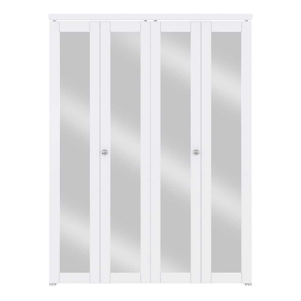 64 in. x 80 in. 1-Lite Mirrored Glass and Solid Core White Finished MDF Interior Closet Bi-Fold Door with Hardware price history on PriceWatchPro