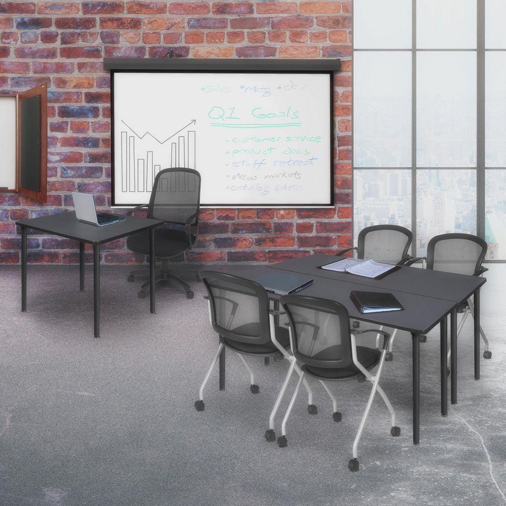 Kee 66 in x 24 in. Grey Top Folding Training Seminar Table Desk, Black Legs