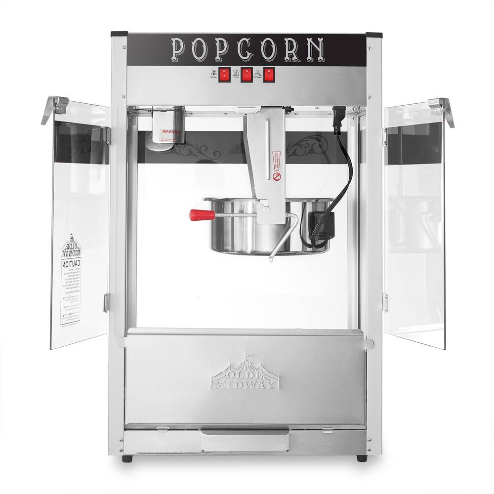 Olde Midway Black Commercial Popcorn Machine with 8-Ounce Kettle