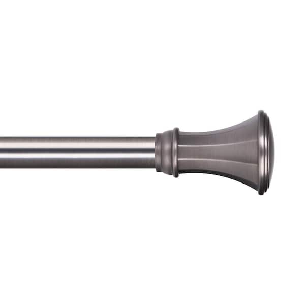 The Haven Collection Heraldic 36 in. - 72 in. Adjustable Single Curtain Rod 1 in. in Antique Silver with Finial