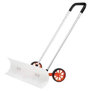 37 in. Snow Shovel 43.31 in. U-shaped Aluminum Handle and Aluminum Alloy Blade Span Snow Shovel Pusher for Snow Removal