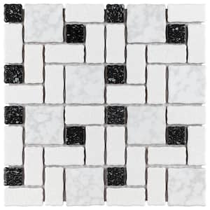 Academy White and Black 11-3/4 in. x 11-3/4 in. Porcelain Mosaic Tile (9.8 sq. ft./Case)