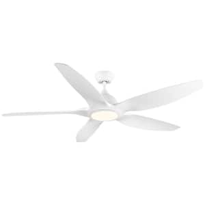 60 in. Smart Indoor/Outdoor White, Black Plus Brown Ceiling Fan with Remote Included and ABS Blade