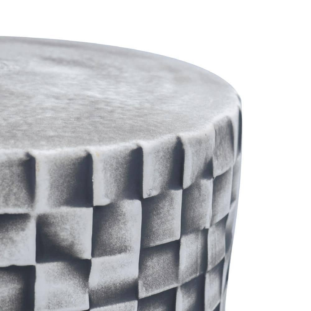 Metro Checkered Black and White Ceramic Garden Stool