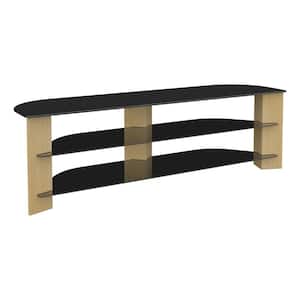 Varano 59 in. Black Wood Corner TV Stand Fits TVs Up to 75 in. with Cable Management