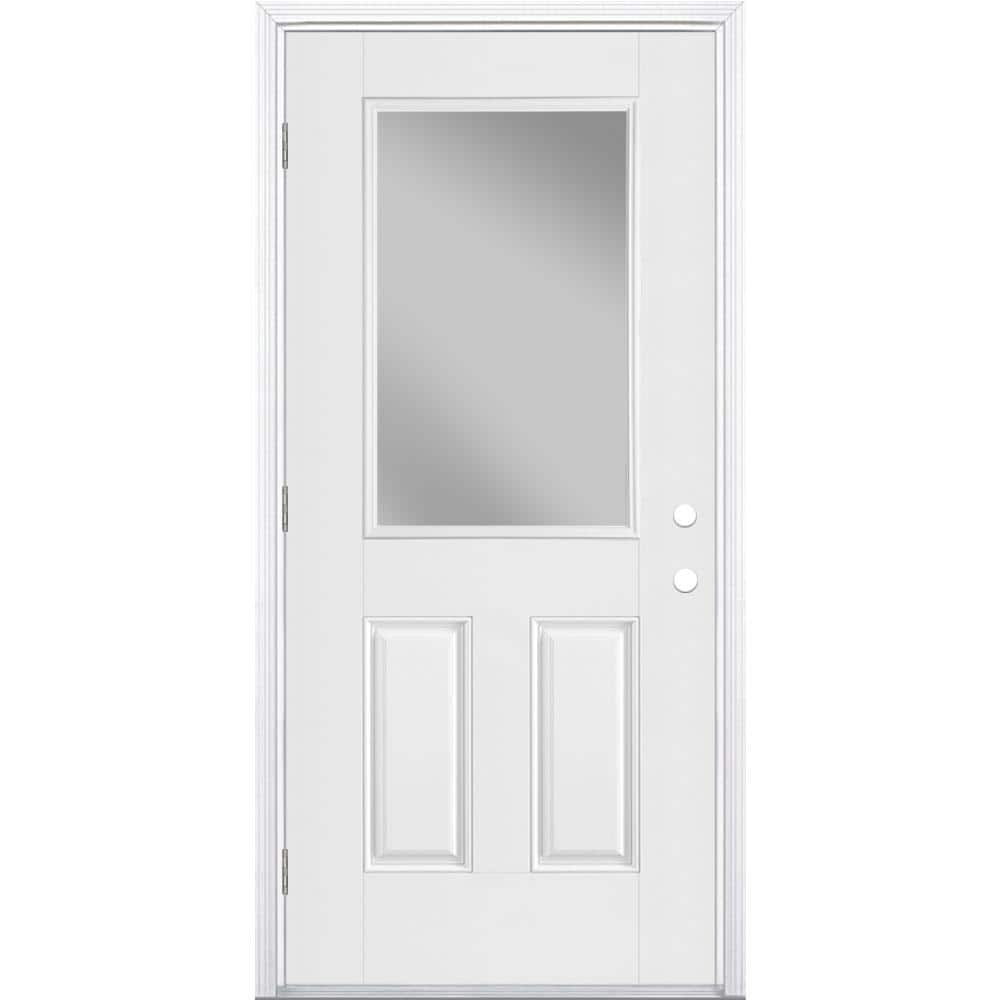 Masonite 36 in. x 80 in. Half Lite Right-Hand Outswing Primed Smooth ...