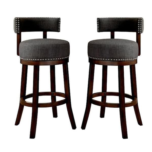 Furniture of America Jacquesville 40.5 in. Dark Oak and Gray Wood Frame Bar Stool (Set of 2)