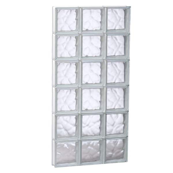 Clearly Secure 23.25 in. x 46.5 in. x 3.125 in. Frameless Wave Pattern Non-Vented Glass Block Window