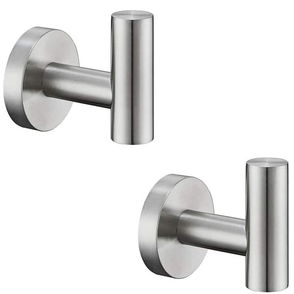 Round Bathroom Robe Hook and Towel Hook in Stainless Steel Brushed Nickel (2-Pack)