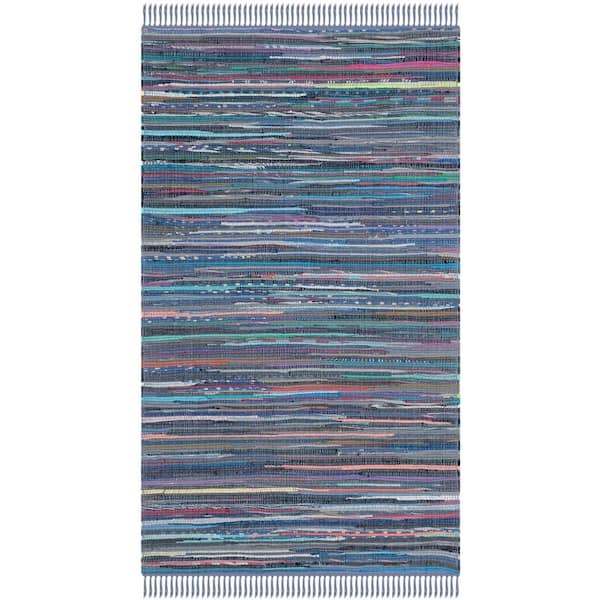 SAFAVIEH Rag Rug Purple/Multi Doormat 3 ft. x 5 ft. Gradient Striped Area Rug