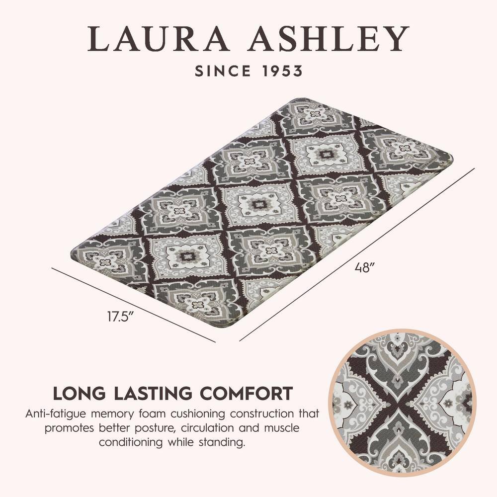 Gray Medallion Design Anti-Fatigue Kitchen Mat