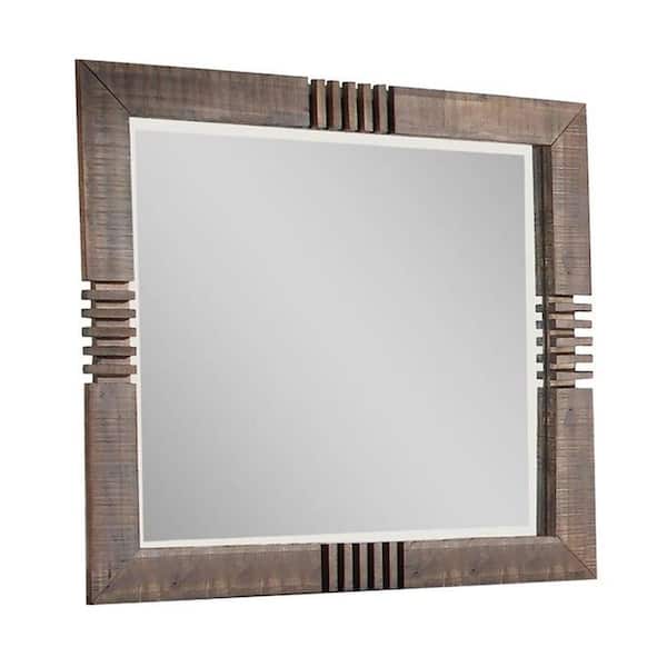 Acme Furniture Andria 39 in. x 2 in. Classic Square Framed Reclaimed Oak Decorative Mirror