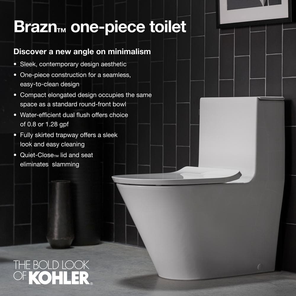 White High Efficiency Dual Flush One-Piece Elongated Toilet