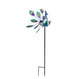 37 in. Solar Peacock Staked Wind Spinner