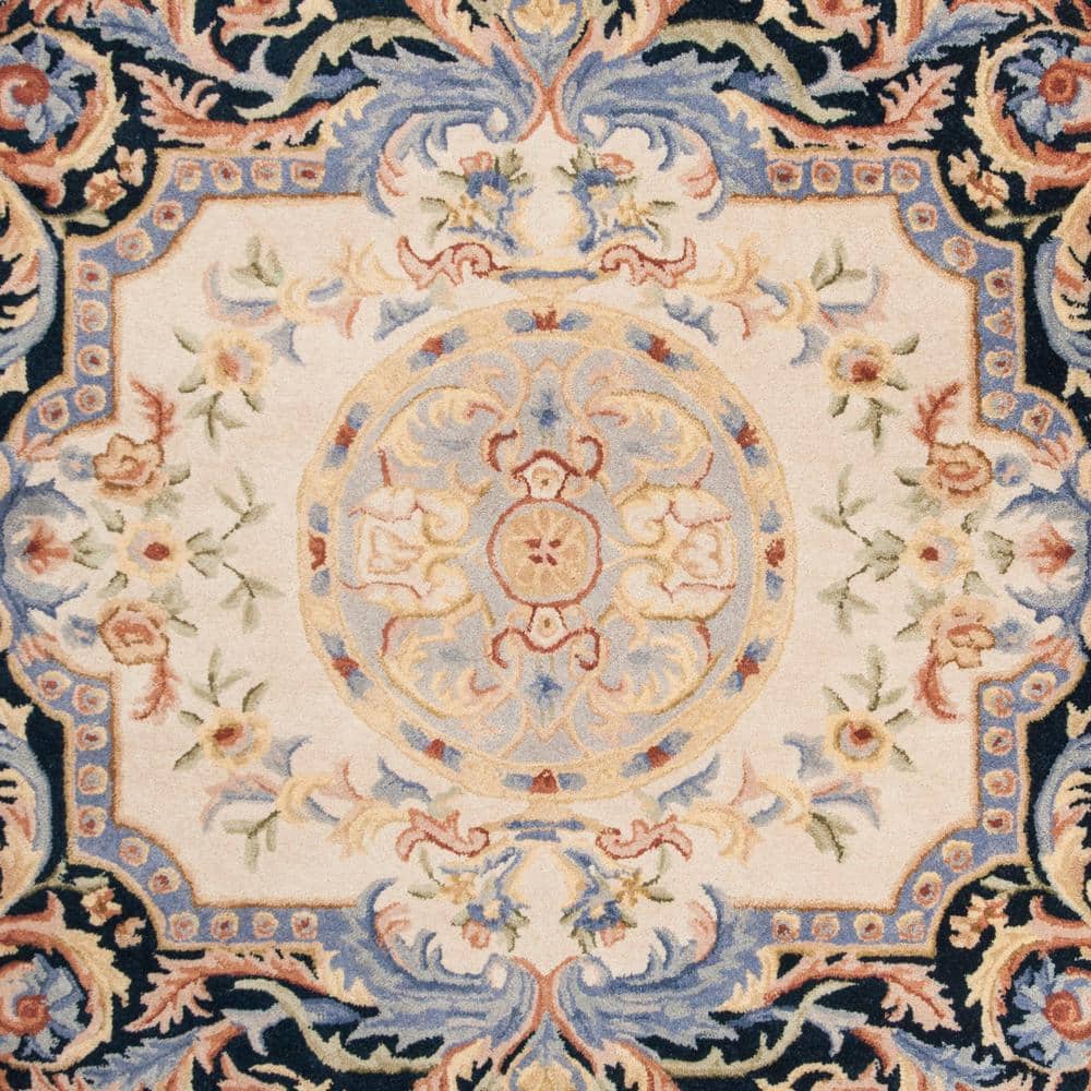 Ivory Elegance 6' Square Hand-Tufted Wool Area Rug