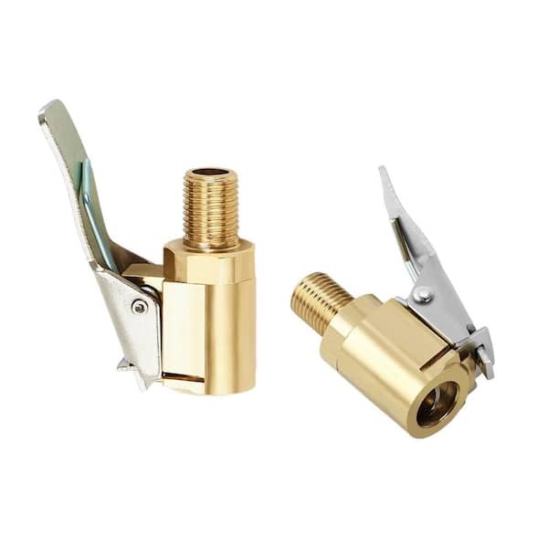 Locking Clip Brass Tire Air Chuck with 8 mm Hose Barb (2-Pack)