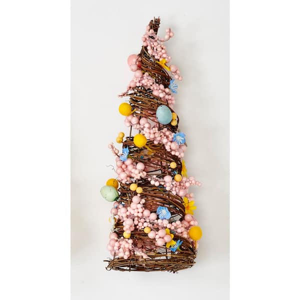 Unbranded 16 in Easter Tabletop Twig Tree with Eggs, Berries and Flowers