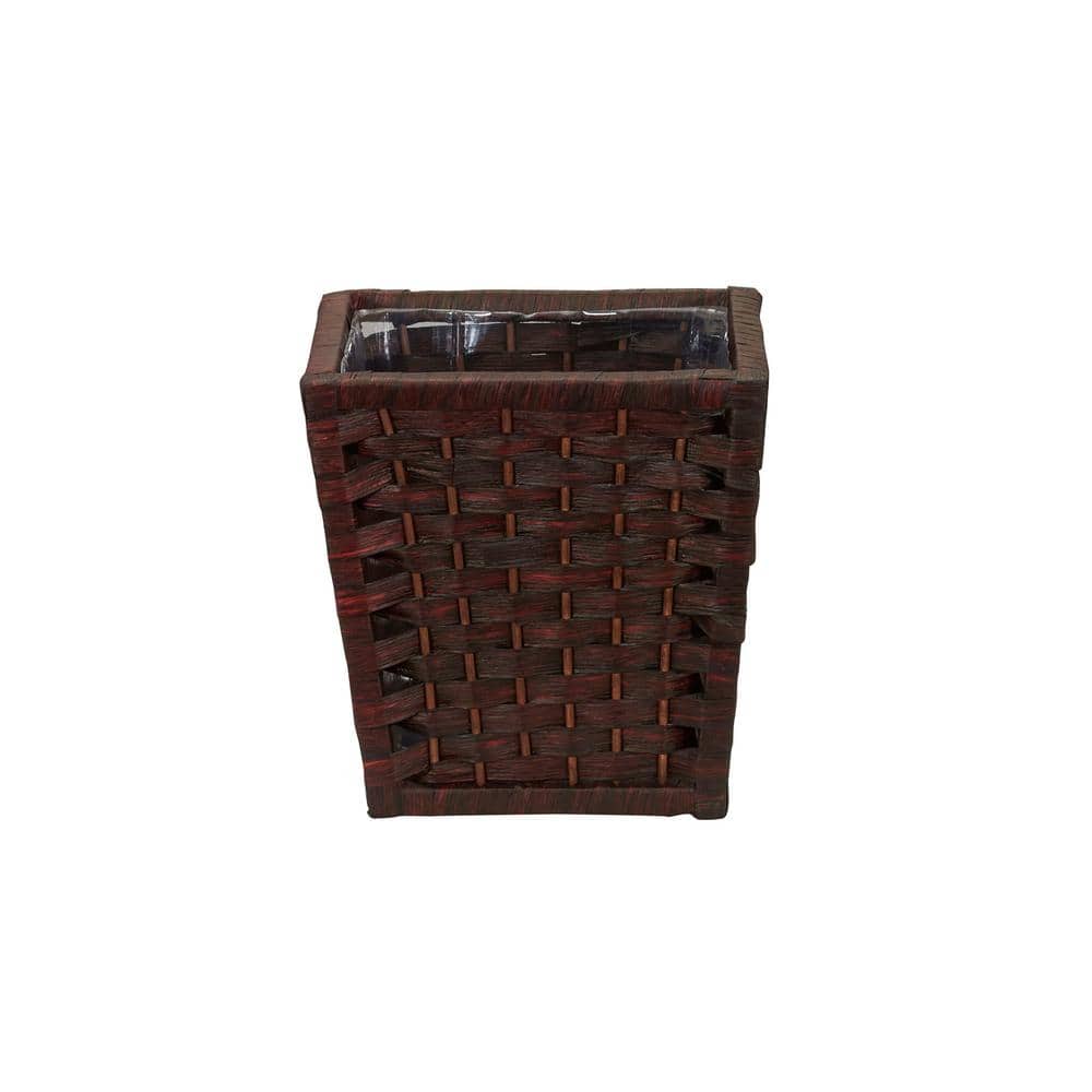 Dark Brown Woven Paper Rope Waste Basket with Plastic Liner