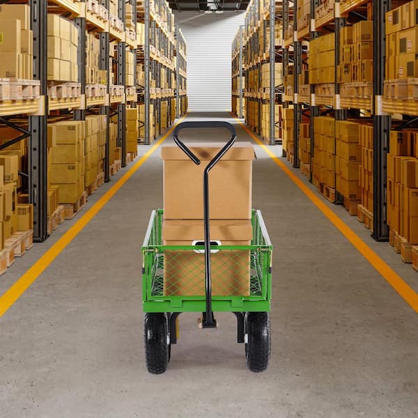 680 lbs. 3.33 cu. ft. Steel, Garden Cart on Wheels, Garden Wagon Cart Pullable, Metal Outdoor Utility Yard Wagon Carts
