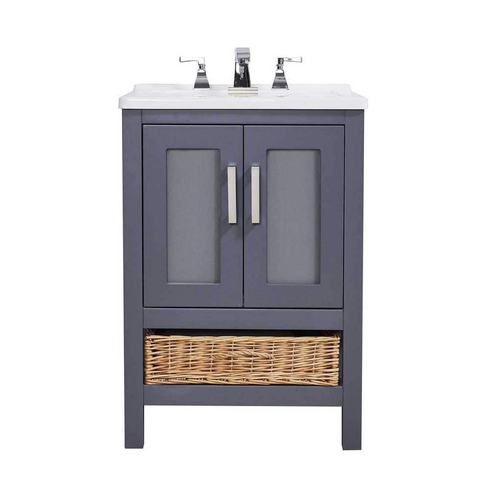 Rhodes 24 in. x 34 in. Grey Engineered Wood Laundry Sink with a Basket Incl