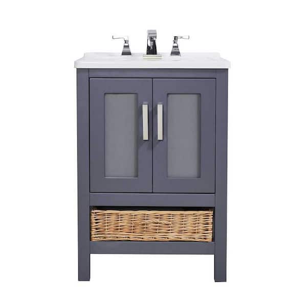 stufurhome Stufurhome Rhodes 24 in. x 34 in. Grey Engineered Wood Laundry Sink with a Basket Included