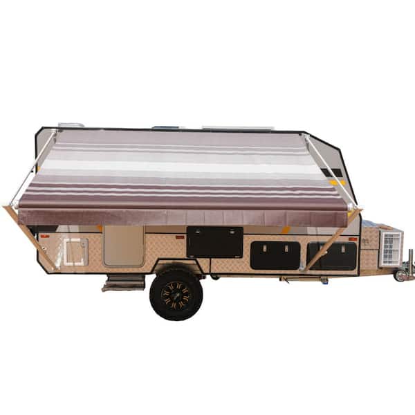 ALEKO 20 ft. RV Retractable Awning (96 in. Projection) in Brown Stripes