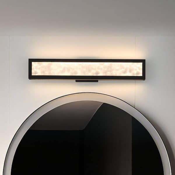 Courtney 24 in. 1-light Textured Black 5CCT LED Vanity Light with Clear Water Glass