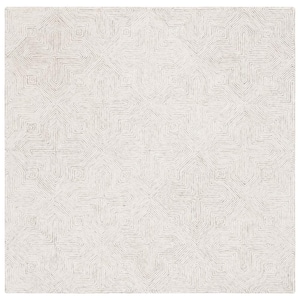 Abstract Gray/Ivory 6 ft. x 6 ft. Chevron Medallion Square Area Rug