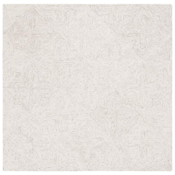 SAFAVIEH Abstract Gray/Ivory 6 ft. x 6 ft. Chevron Medallion Square Area Rug
