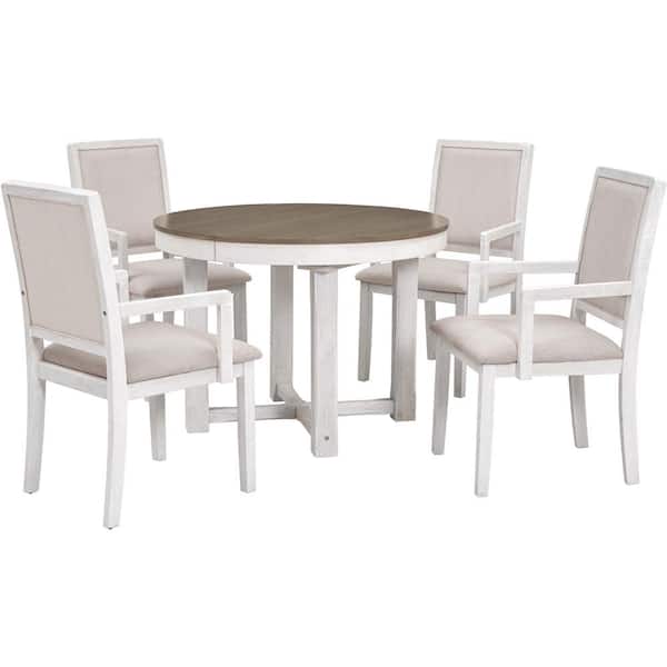 Nestfair White 5-Piece Extendable Dining Table with 4 Chairs