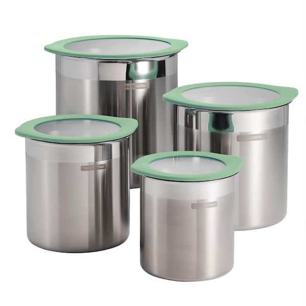 Tramontina 3 PC Stainless Steel Covered Round Container Set - Frosted Lids