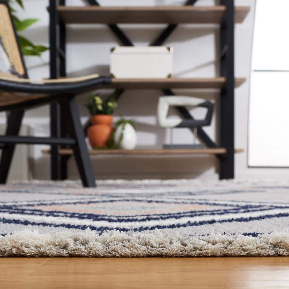 Marrakesh Gray and Blue Rust Synthetic 4' x 6' Area Rug