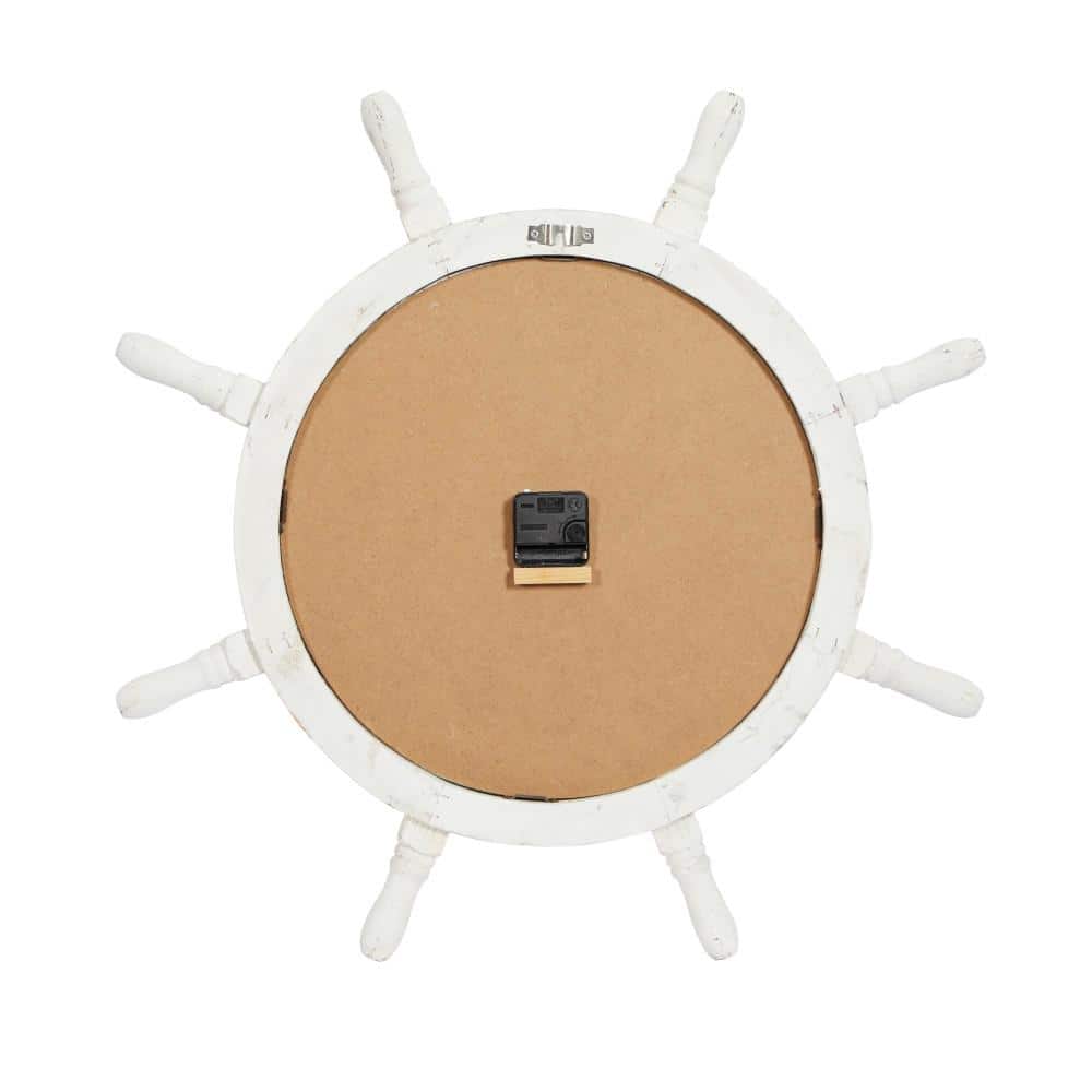 Blue and White Ship Wheel Nautical Wall Clock, 28"