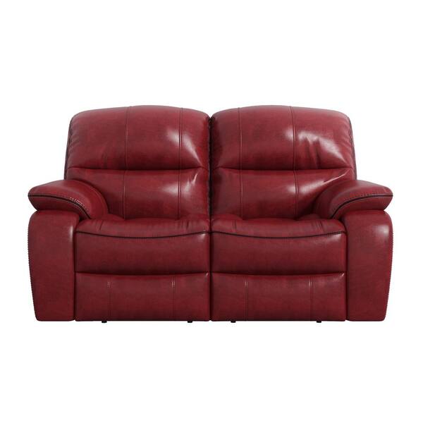 EVERGLADE HOME Slater 65 in. Round Arm Faux Leather Straight in Red