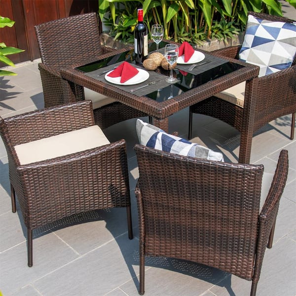 wicker glass patio table