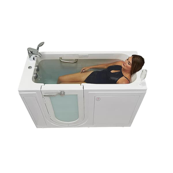 Ella Big4One 66 in. MicroBubble, Whirlpool and Air Bath Walk-In Bathtub in  White, Independent Foot Massage, Dual Drain OA3366TM5PL - The Home Depot