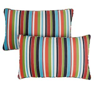 Sunbrella Colorful Stripe Rectangular Outdoor Corded Lumbar Pillows (2-Pack)