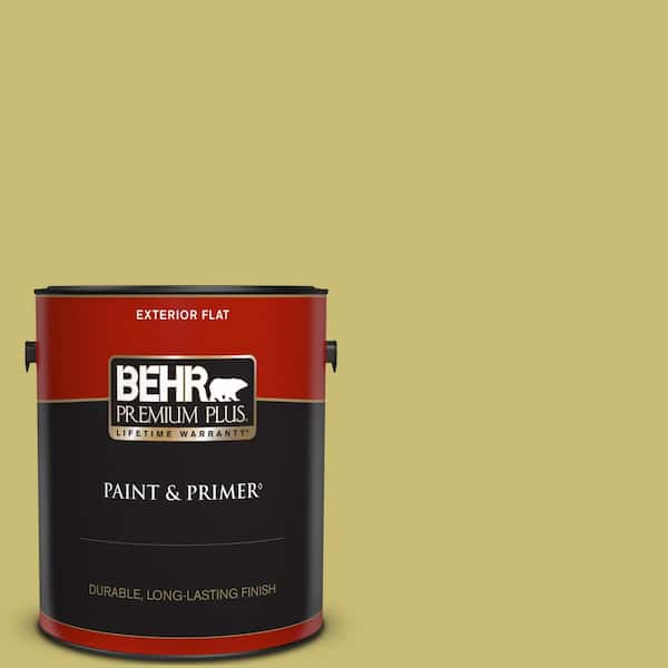 BEHR PREMIUM PLUS 1 gal. Home Decorators Collection #HDC-SP16-02 Pistachio Shortbread Flat Exterior Paint & Primer