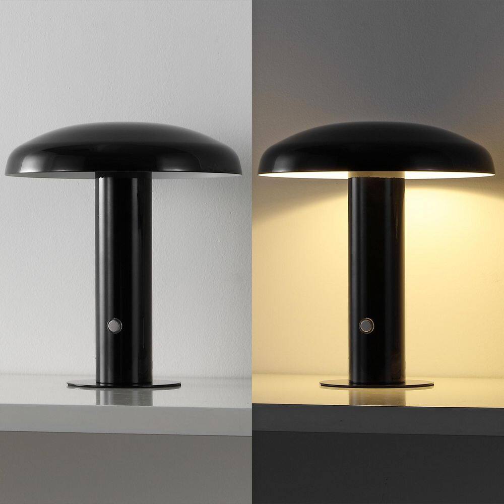 Black Cordless Touch LED Mushroom Table Lamp