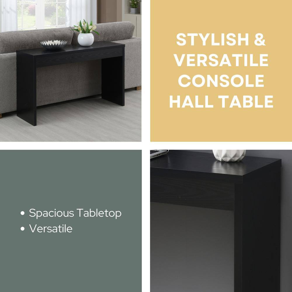 Sleek Black Wood Finish Narrow Console Table 48"x28"