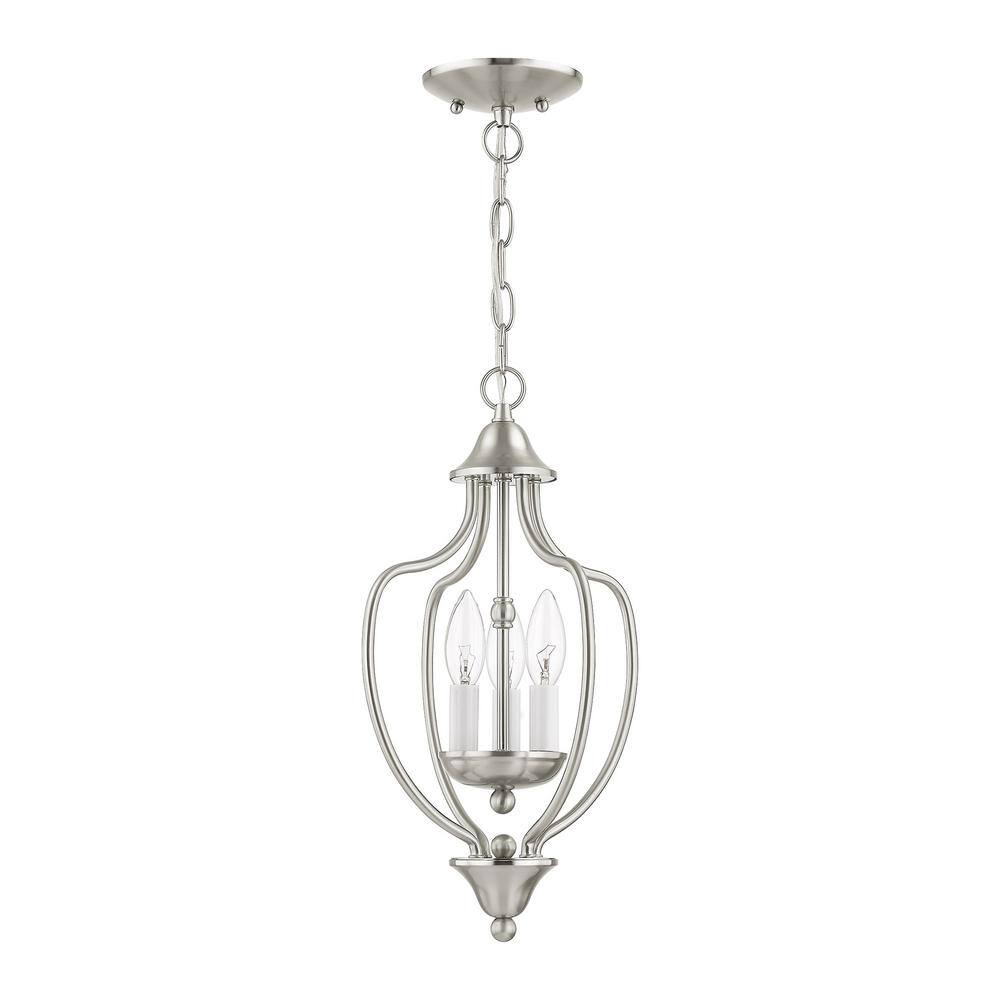 Mini 3-Light Brushed Nickel Pendant with Glass Shades
